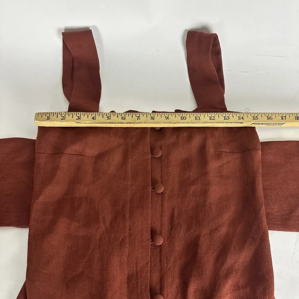 NANUSHKA RILEY BUTTON DOWN DRESS WITH FRINGE Size Small Red - Picture 9 of 13